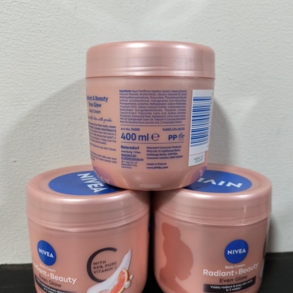 Nivea Radiant & Beauty even glow Body Cream vitamin C, dry skin 400ml x3 - Picture 4 of 6